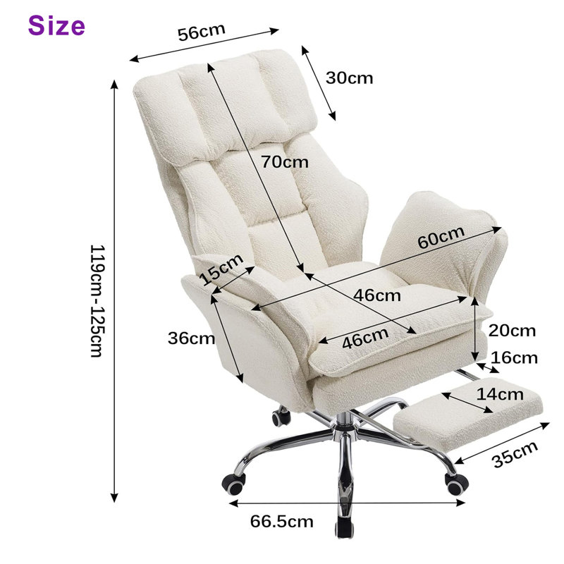 Brayden Studio Velvet Gaming Chair, White