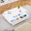 Table basse à DEL, table de salon moderne à haute brillance avec 4 tiroirs, table centrale élégante pour le salon, le bureau et l’appartement-456589543
