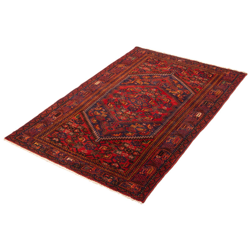 Tapis rouge unique noué à la main 4 pi 4 po x 7 pi 0 po One Of Kind