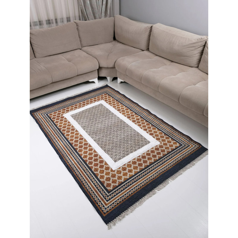 Tapis intérieur / extérieur rectangulaire en coton Iyleen, Rectangle 5 pi 1 po x 7 pi 7 po