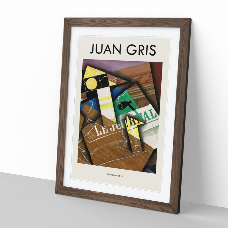 Fantomas by Juan Gris - Single Picture Frame Print, 48cm H x 36cm W x 2cm D, Walnut Framed