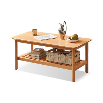 Burlywood Solid Wood Rectangular Coffee Table