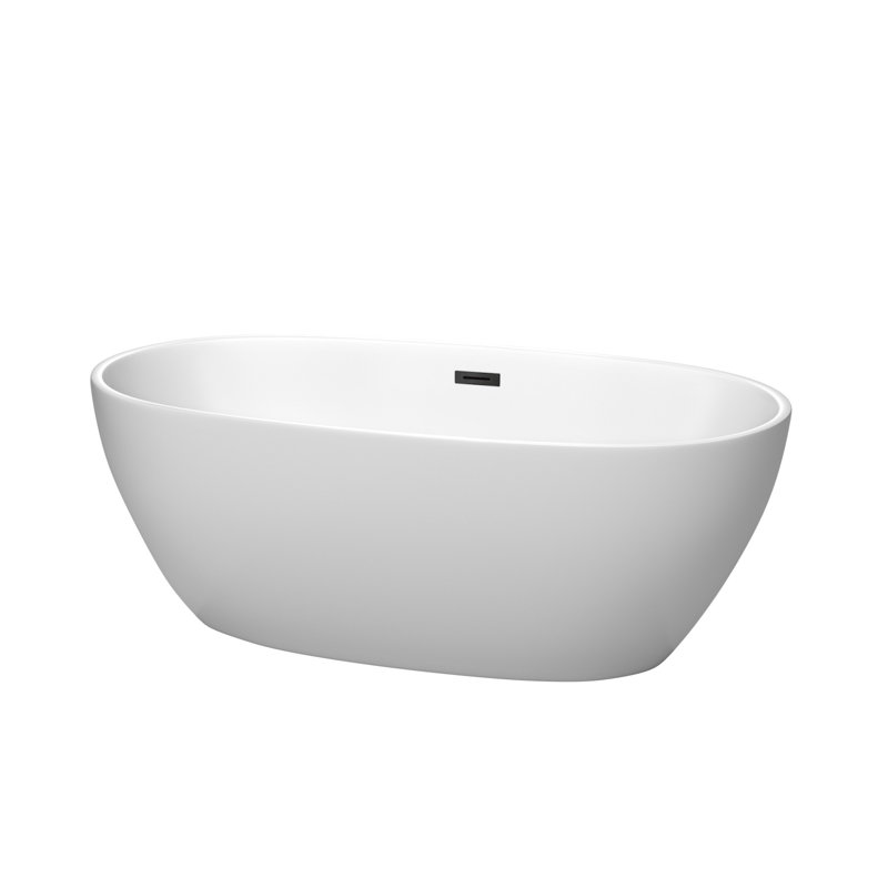 Juno 63'' x 32'' Soaking Acrylic Bathtub, Matte White/Matte Black