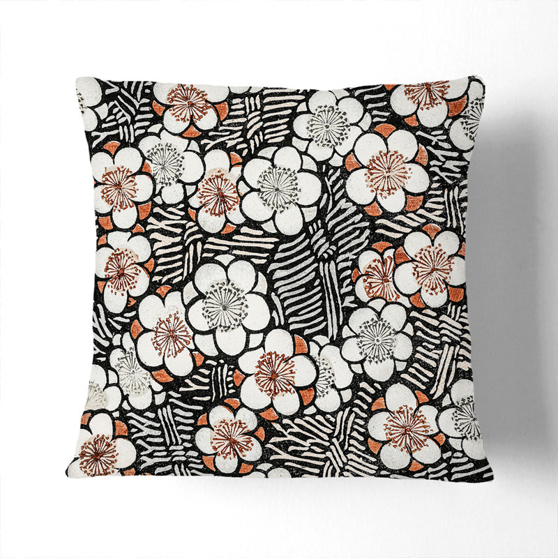 Floral Square Throw Cushion, White, 55cm H x 55cm W x 20cm D