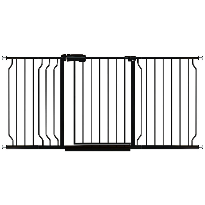 Barrière de sécurité extra large à fermeture automatique pour animaux de compagnie - fixée à la pression, réglable de 52,8 po à 62,2 po - noire pour portes / escaliers, résistante aux animaux de compagnie