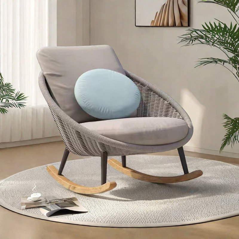 Chaise berçante simple à bascule nordique, Gris