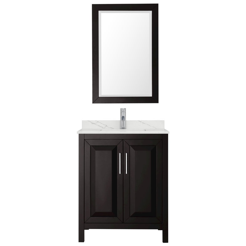 Daria 30'' W Single Vanity, Matte Black, Gray, White Quartz