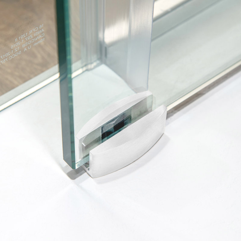 Portes de douche coulissantes simples sans cadre l 45,5 à 48 po x H 76 po avec verre trempé transparent de 3/8 po (10 mm), système de fermeture en douceur et film antidéflagrant