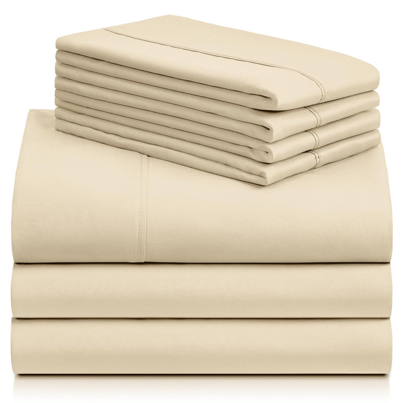 Luxclub 4 PC Aqua Silky Soft Cooling Deep Pocket Performance Sheet Set, King Sheet Set with 2 Pillowcases, Cream