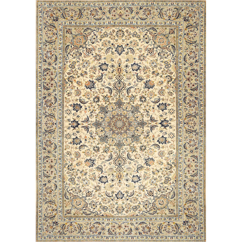 Tapis gris/vert traditionnel, Rectangle 5 pi x 7 pi