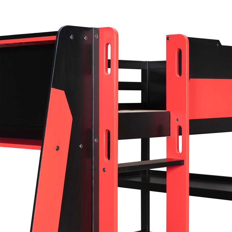 Lit mezzanine pour jouer avec bureau, tablettes et lumières DEL, maximisant l'espace et améliorant l'expérience de jeu