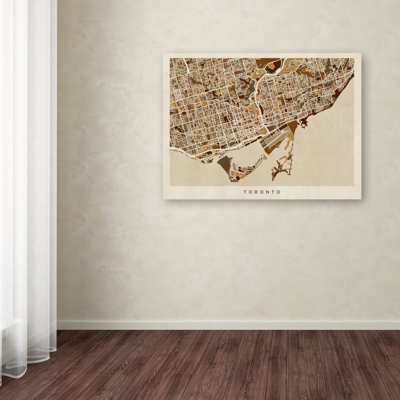 « toronto street map », impression sur toile tendue, H 24 po x l 32 po x P 2 po