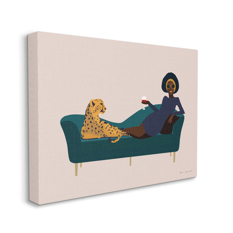 Art moderne sur plaque de verre à vin féminin avec guépard, art moderne par Omar Escalante, H 30 po x l 40 po x P 1,5 po