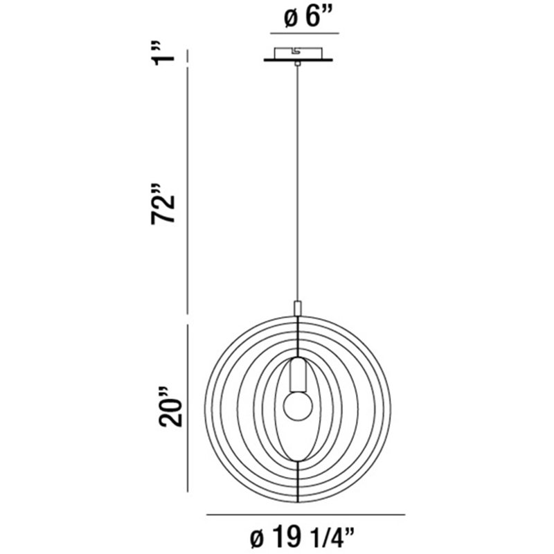 Abruzzes, 1LT Pend, L, bleu marine, H 93 po x l 20 po x P 19,25 po
