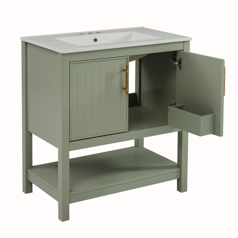 Meuble-lavabo vert 30 po avec lavabo en céramique