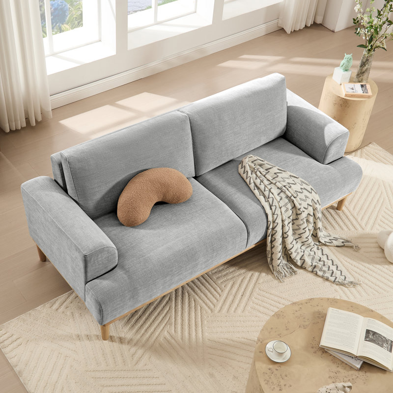 83.85" Morden Chenille Sofa Wooden Upholstered Loveseat, Light Gray