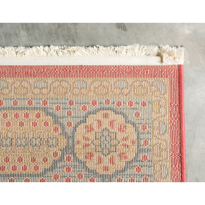 Tapis oriental rouge / crème Ophelia, Rond 6 pi 1 po