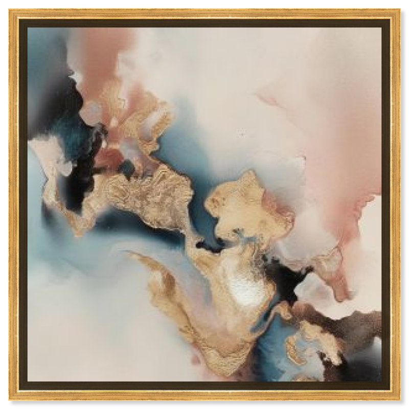16" x 16" Blue and Rose Abstract Canvas Wall Art