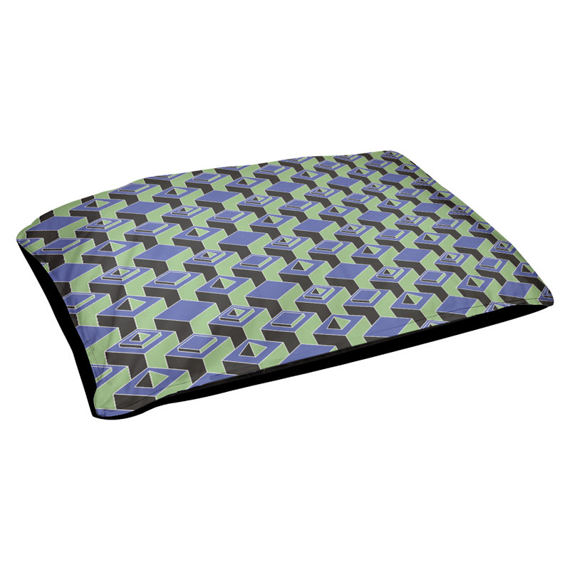 Coussin pour chien en extérieur à motif skyscrapers Chen, Grand (l 50 po x P 7 po x H 40 po), Bleu / Vert