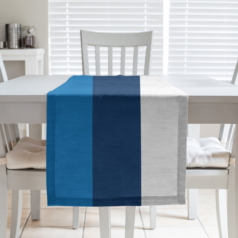 Chemin de table basket Philadelphia, L 72 po x l 16 po, Bleu / bleu marine / blanc, Sergé de coton