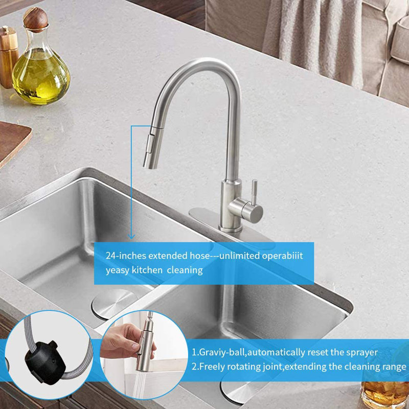 SMARTLET Pull Down Touch Kitchen Faucet, Brushed Nickel