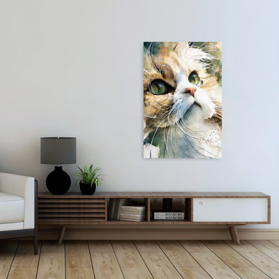 «Curious Watercolor Cat», reproduction d'art mural contemporain