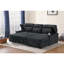 Canapé-lit modulaire en microfibre poli noir de 93 pouces avec méridienne orientée vers la droite Kaden