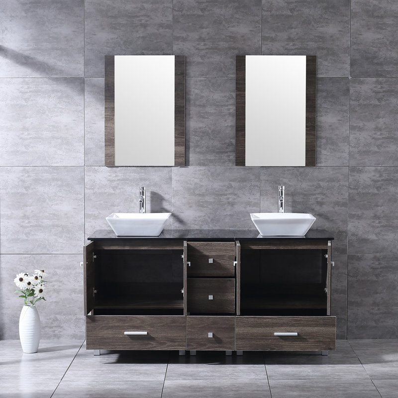 Barbonne 61.5'' Double Bathroom Vanity with Mirror