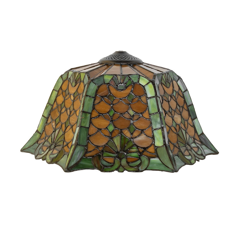 Abat-jour en verre (araignée) de couleur ambre / vert / noir H 8 po x l 16 po Duffner Kimberly