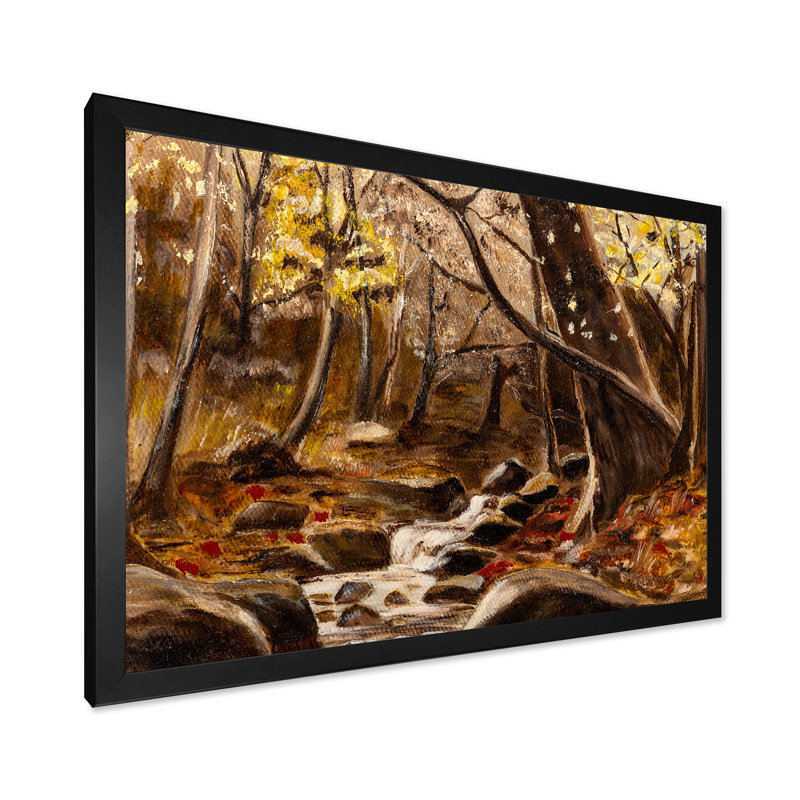 «Little River In The Blooming Forest IV», art mural traditionnel sur toile, H 12 po x l 8 po x P 1 po, Cadre photo noir