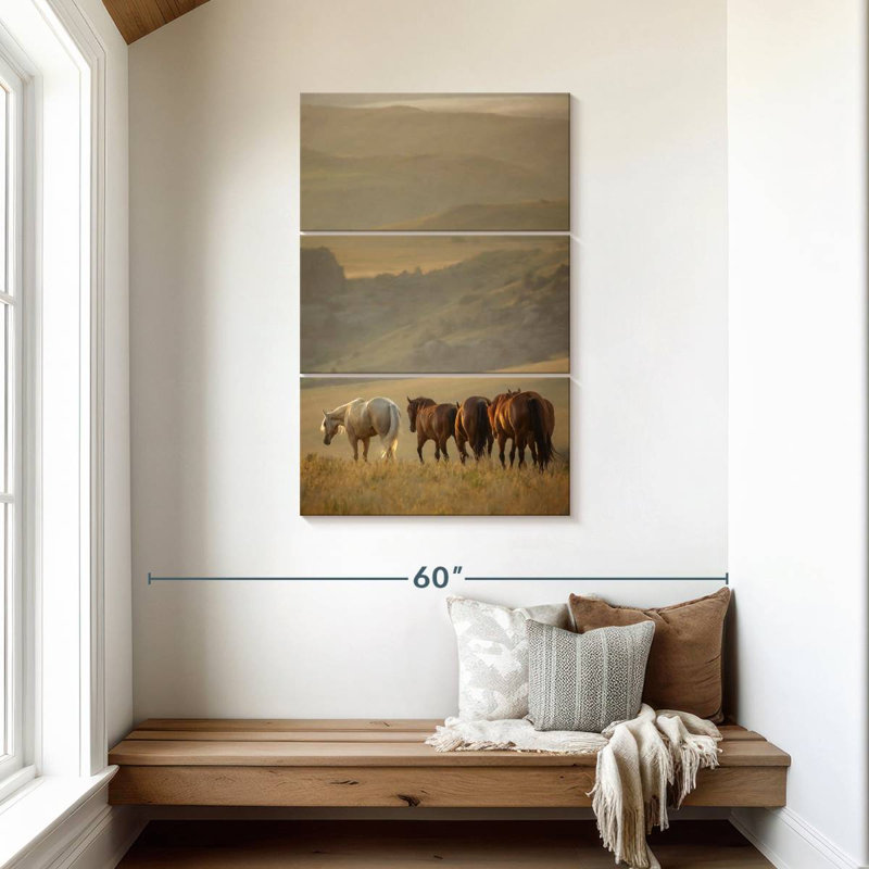 Chevaux couchés de soleil VI, H 45 po x l 28 po