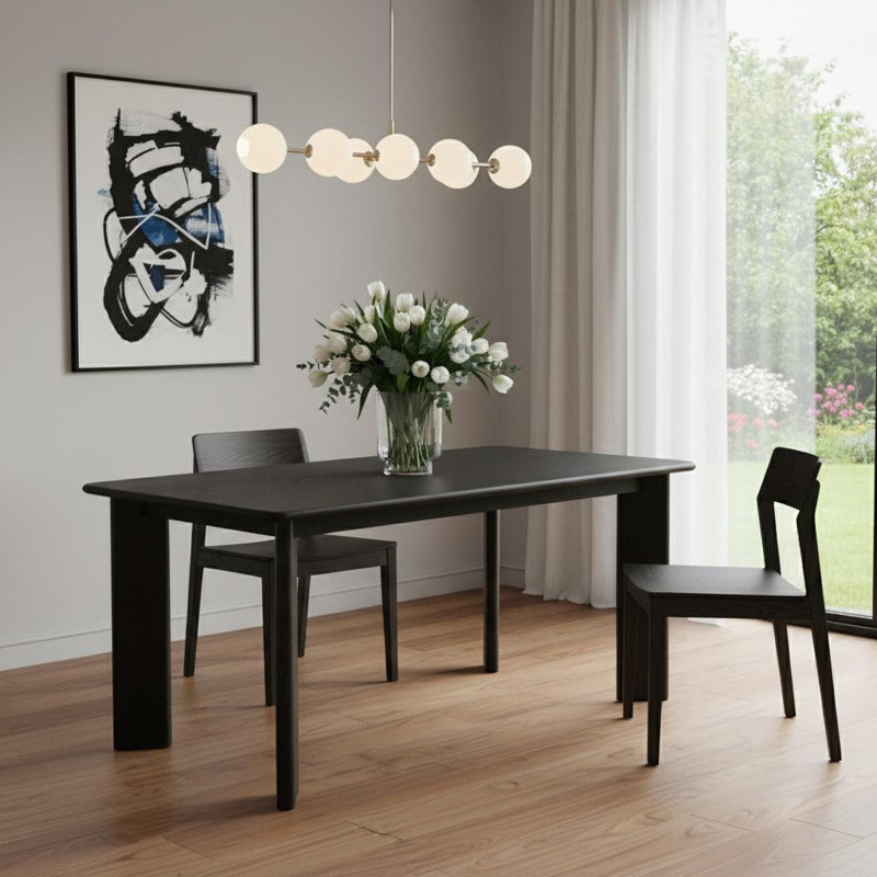 Table de salle à manger 66 "en bois massif noir