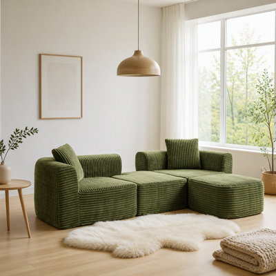 Canapé d'angle Cloud en forme de L de 114 pouces (290 cm) sans assemblage avec méridienne - Canapé modulaire avec pouf amovible, canapé rembourré pour salon/chambre