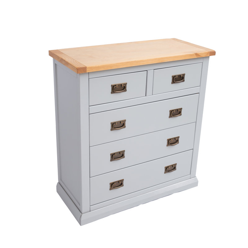 Dotson 90cm W 5 - Drawer Chest of Drawers, Light Brown/Grey