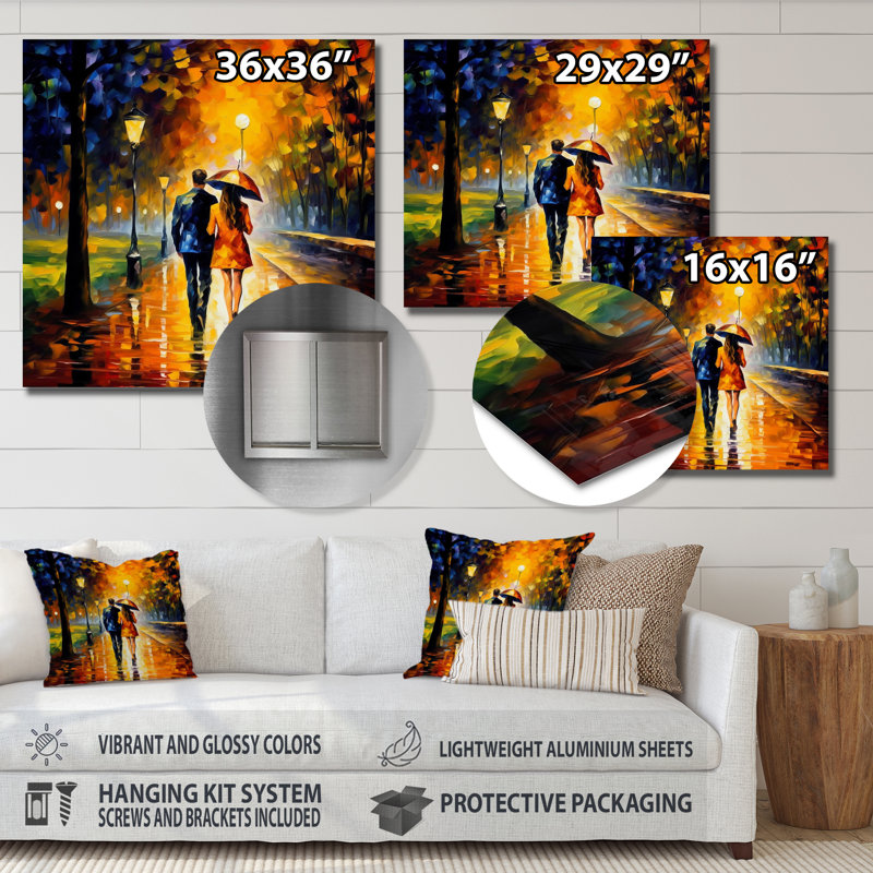 Couple romantique à Paris - Couple imprimé sur métal, H 16 po x l 16 po x P 1 po