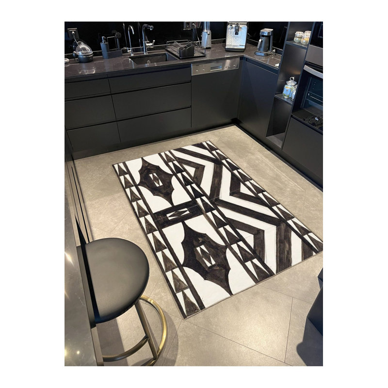 Tapis décoratif à motif géométrique lavable, Tapis de couloir 3 pi 3 po x 6 pi 7 po inclus