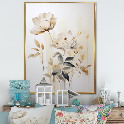 Beige minimalisme botanique sérénité III, reproduction d'art sur toile