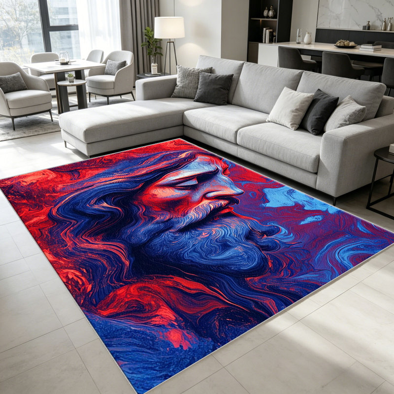 Red Blue Marble carpet-easy to clean, machine-washable, soft and comfortable; suitable for door mats, kitchens, living rooms, bedrooms, corridors, and laundry areas. Easy to clean, durable carpet for home decoration.