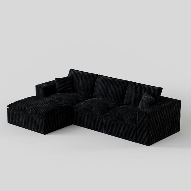 4 - Piece No Assembly Required Upholstery Boneless Sofa, Free Combination Cloud Sectional Couch with L-Shape Chaise, Deep Seat Modular Sofa for Living Room Bedroom