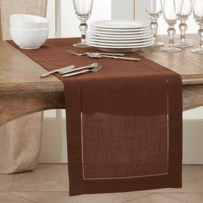Emmeline Solid Color Table Runner, Brown, 90" L x 16" W
