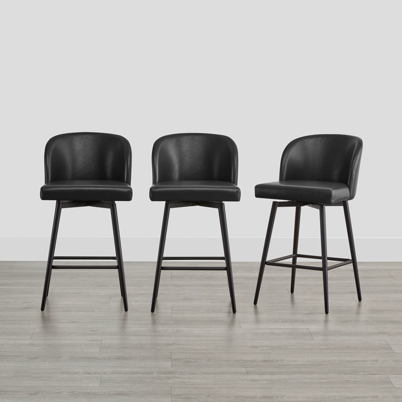 Benedit Swivel 27.1'' Counter Stool, Black