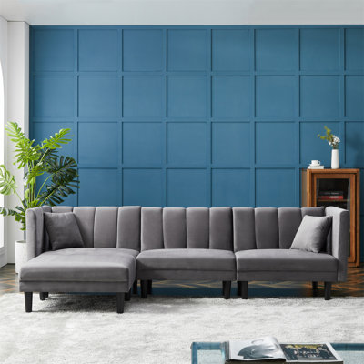 Dawa Velvet L-Shaped Sectional Reversible