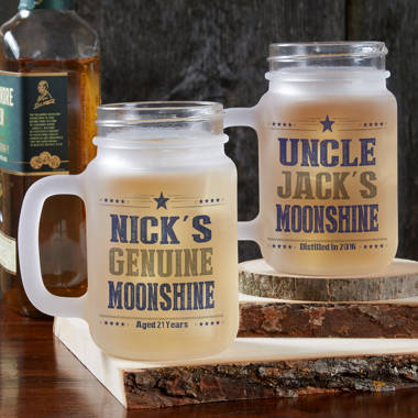 CUSTOMIZABLE - 16oz Mason Jar with Handle - Moonshine