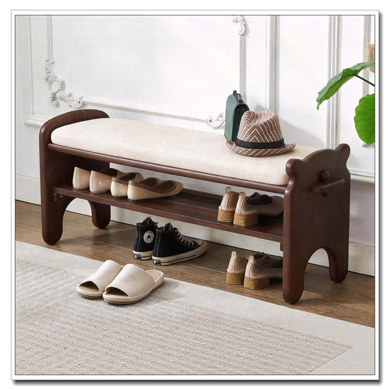 2-Tier Wooden Entryway Bench