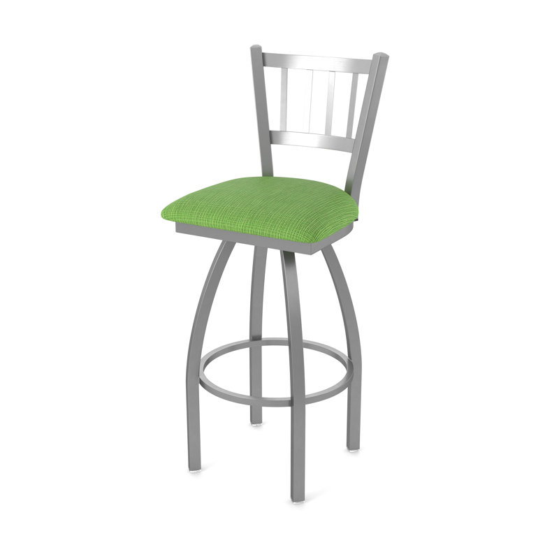 810 Contessa Swivel Stool, Stainless Steel, Fabric-Graph Parrot, Bar Stool (30" Seat Height)