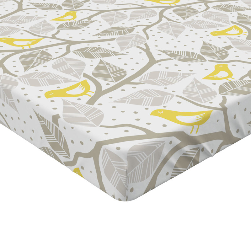 Ensemble de 2 draps-housses Ambesonne, Drap-housse de taille simple, Jaune, gris, blanc / floral