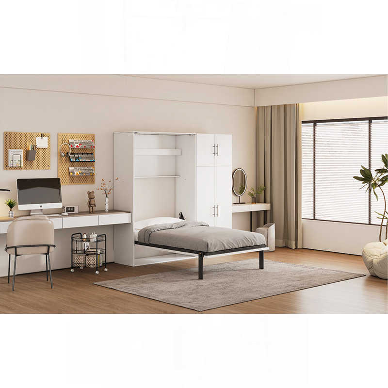 Lit escamotable simple avec casiers et armoires