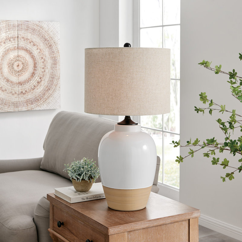 Bokoshe Ceramic Table Lamp, Gray, 30" H x 15" W x 15" D, Gray