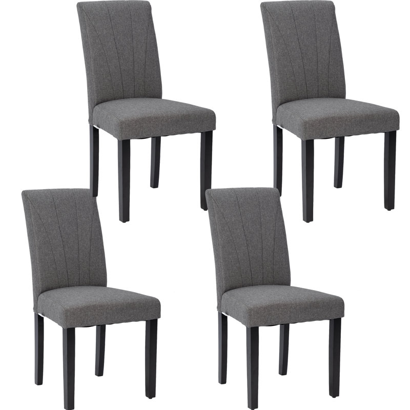 Chaises d'appoint rembourrées de cuisine et de salle à manger avec dossier haut, 4 pièces Trischa, Gris