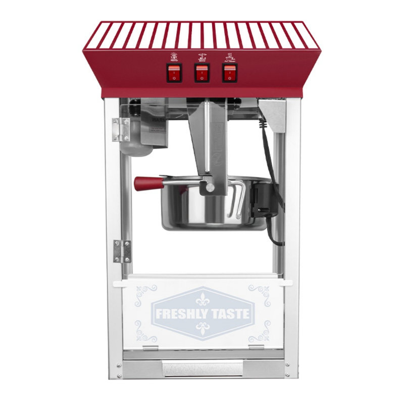 Machine à maïs soufflé commerciale, machine à maïs soufflé commerciale en acier inoxydable avec verre trempé, plateau chauffant, pop-corn de comptoir 800 W pour les fêtes